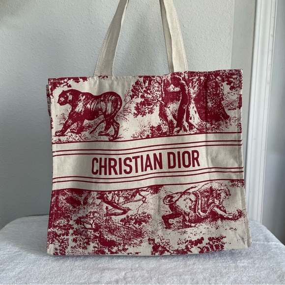 Christian Dior Dioriviera Burgundy and Cream GWP Cotton Tote Bag - Picture 1 of 12